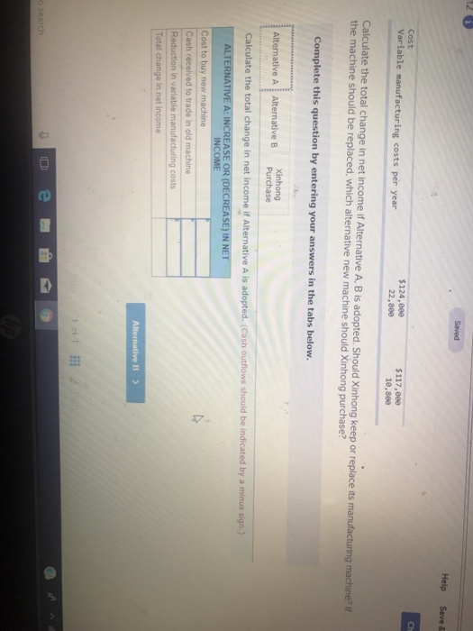 replacing one of its manufacturing machines. The machine has a book value