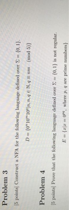 Problem 3 [5 points) Construct a NFA for the following language
