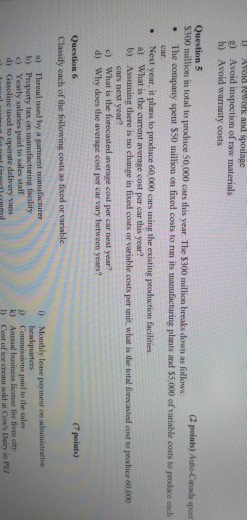  answer 5 please ) Aold Pework and spolage g) Avoid inspection