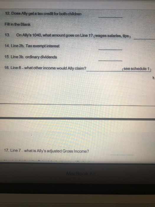 next to each item from Ally's list of Potential deductions 1. United