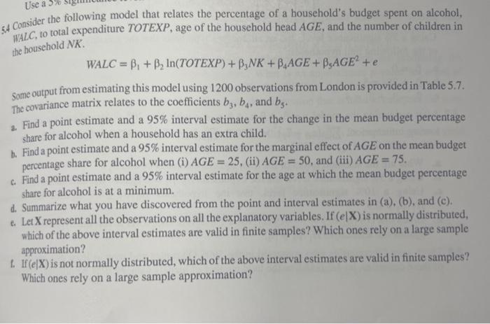 please answer 5.4 a-c. 6.4 Consider the following model that relates the
