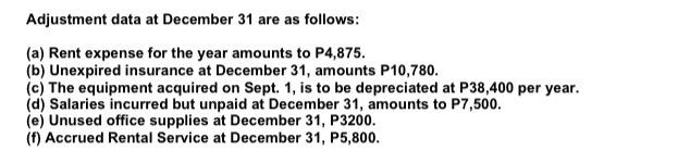 Marquez Equipment Rental, as of December 31, 2020, contains the following account