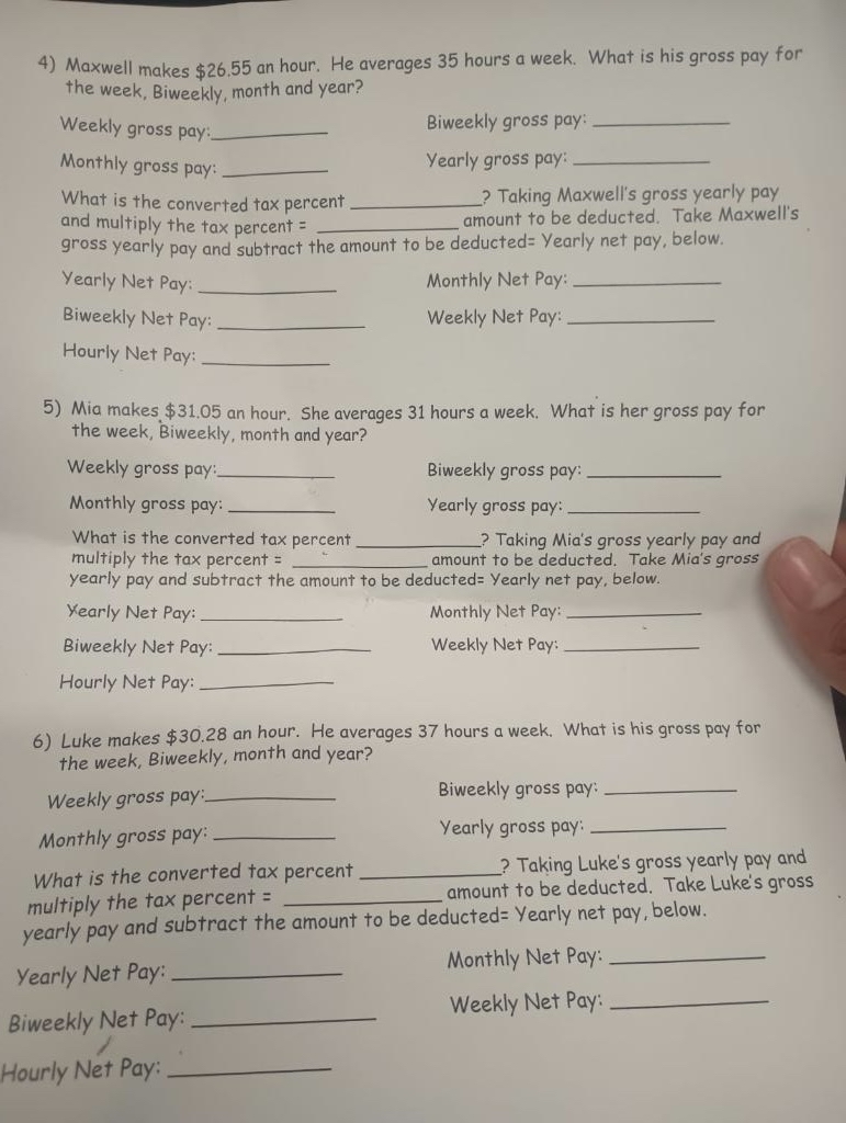  Maxwell makes $26.55 an hour. He averages 35 hours a week.