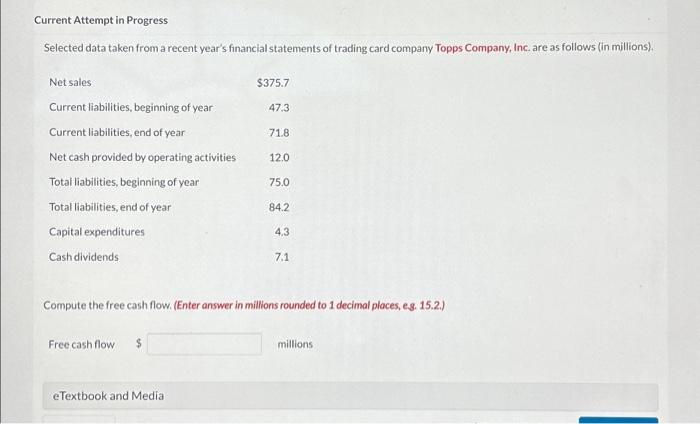  Current Attempt in Progress Selected data taken from a recent year's