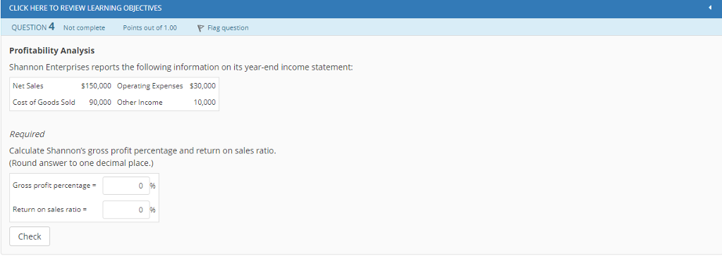  CLICK HERE TO REVIEW LEARNING OBJECTIVES QUESTION 4 Not complete Points