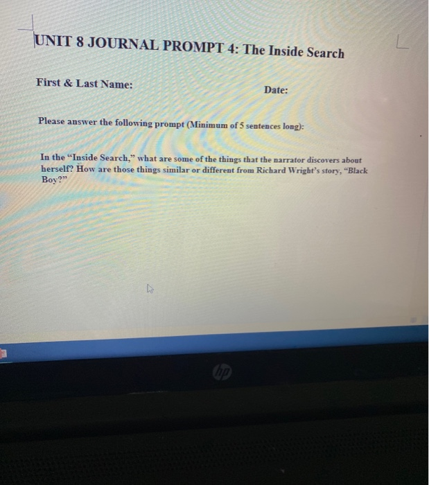 Name: Date: 1 Please answer the following prompt (Minimum of 5 sentences