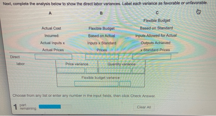  C Next, complete the analysis below to show the direct labor