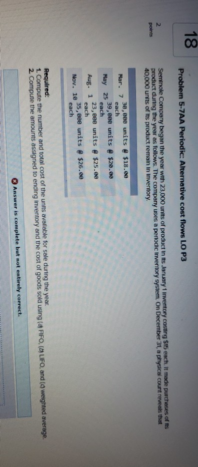 I need help 18 Problem 5-7AA Periodic: Alternative cost flows LO P3