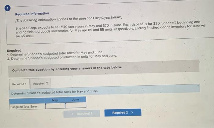 pls help! 2 requirements for this question ! Required information [The following