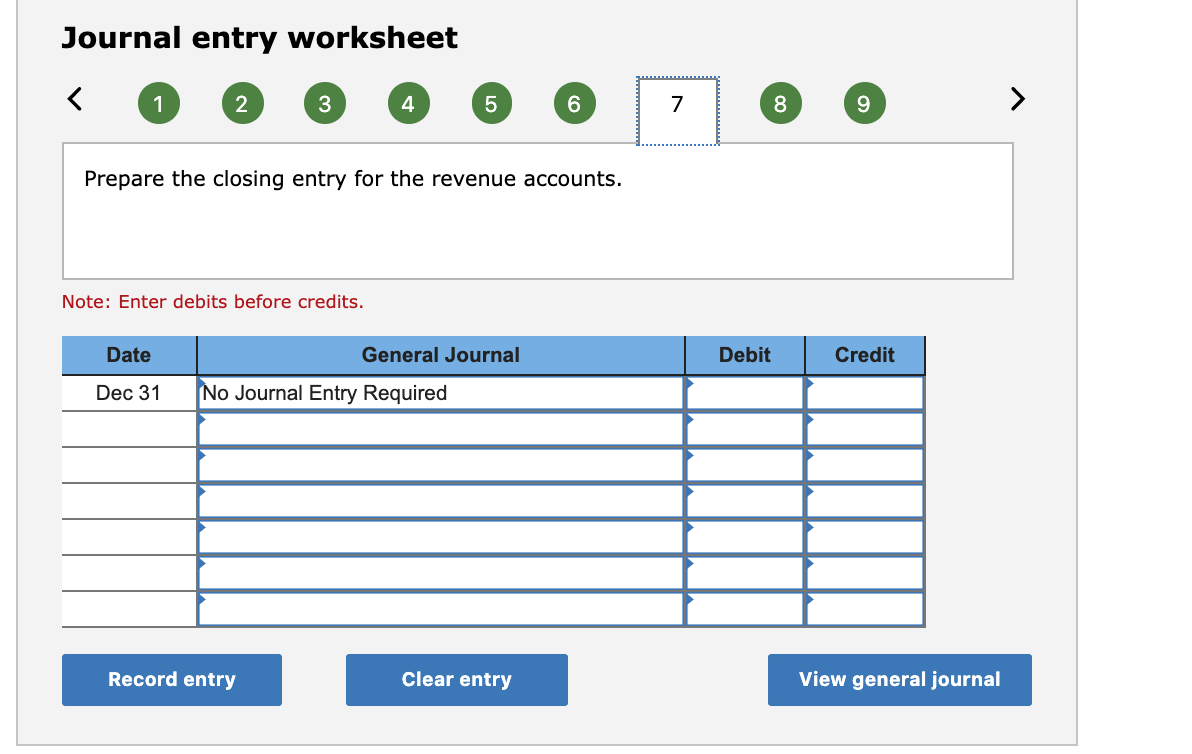 what is the correct answer? Journal entry worksheet Prepare the closing entry