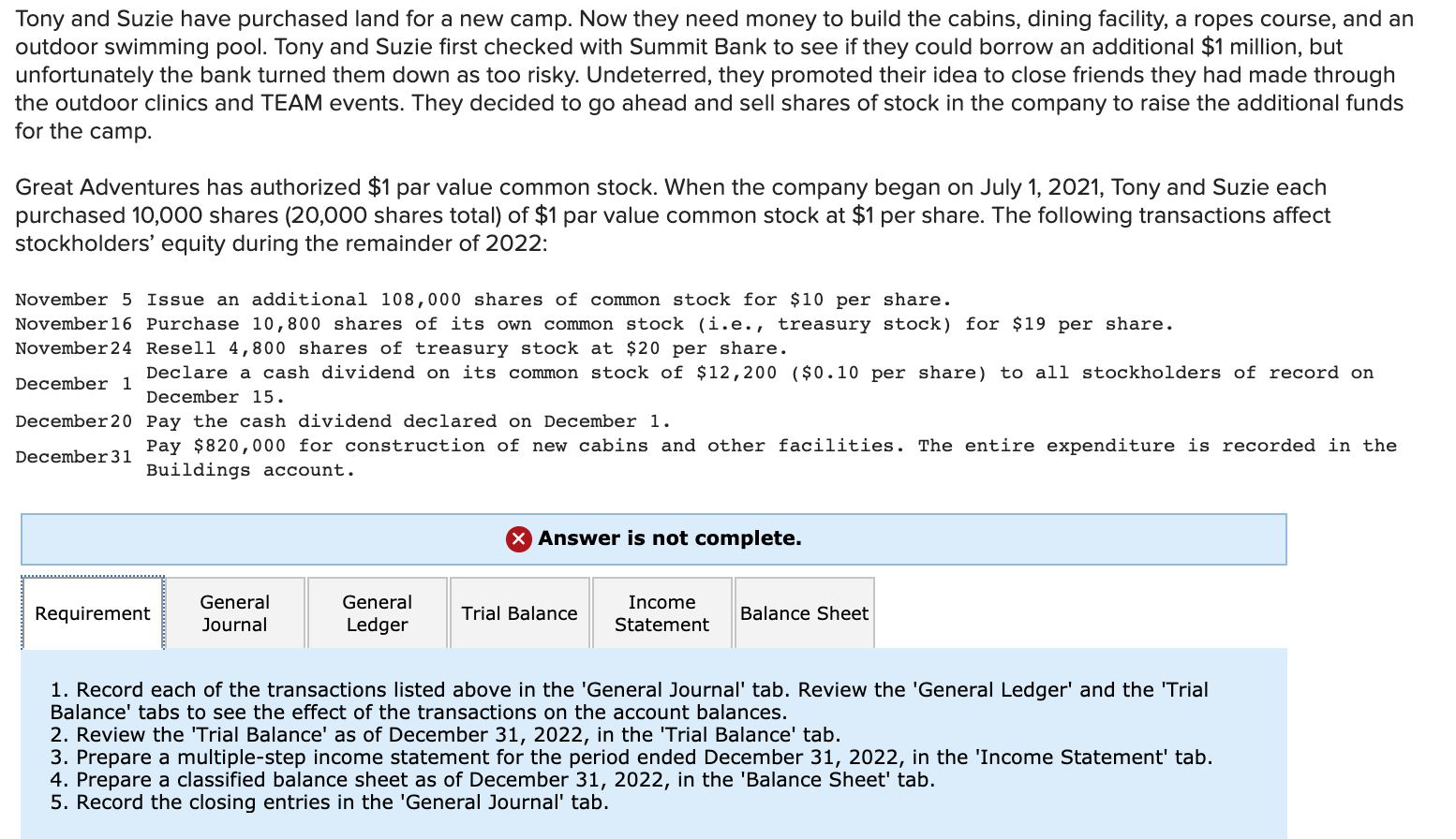 worksheet Prepare the closing entry for the dividend account. Note: Enter debits