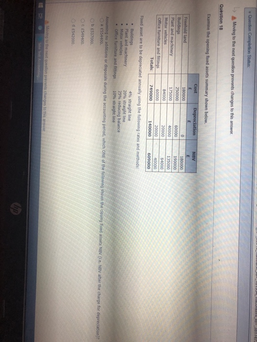  Question Completion Status: -> Moving to the next question prevents changes