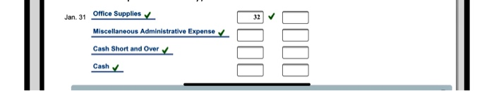 for the cash and sales accounts as of January 30, but needs