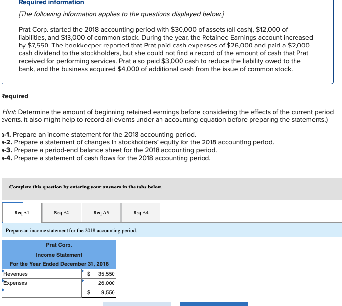 Shows that the problem is incomplete? not sure why Required information (The