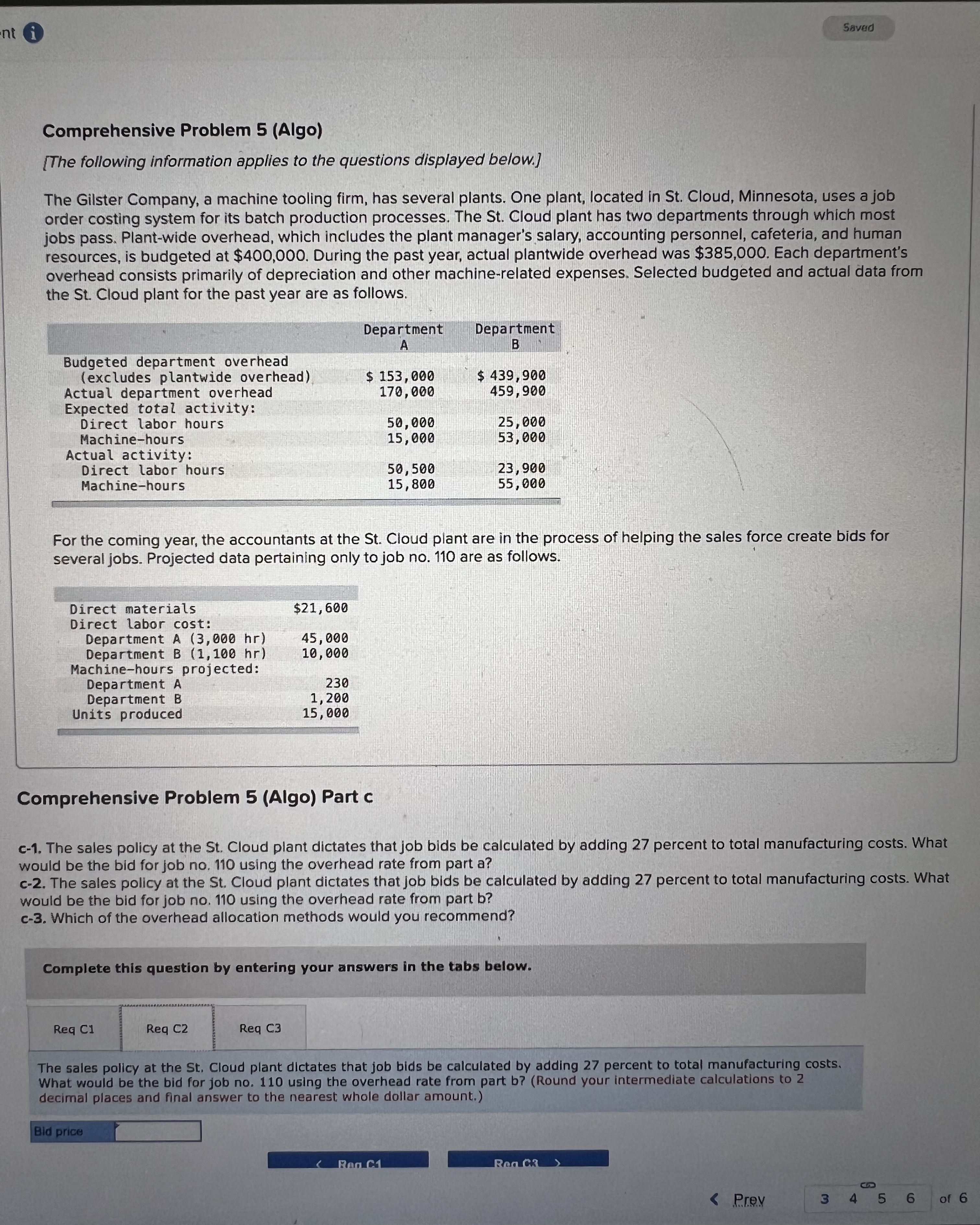  (i) Comprehensive Problem 5(Algo) [The following information applies to the questions