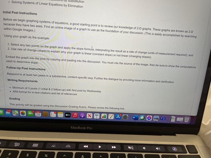  Solving Systems of Linear Equations by Elimination substitution Initial Post Instructions