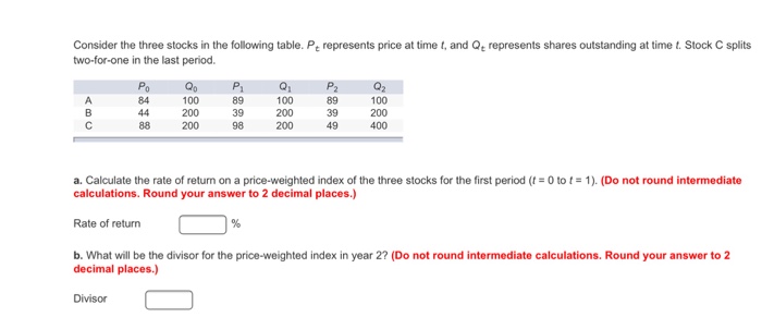 Consider the throe slacks in the following table. P_t represents price
