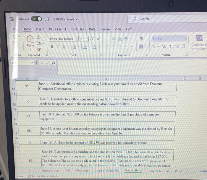of Accounting, Inc. Pranjali patel 8362 Transaction Description of transaction 4 01