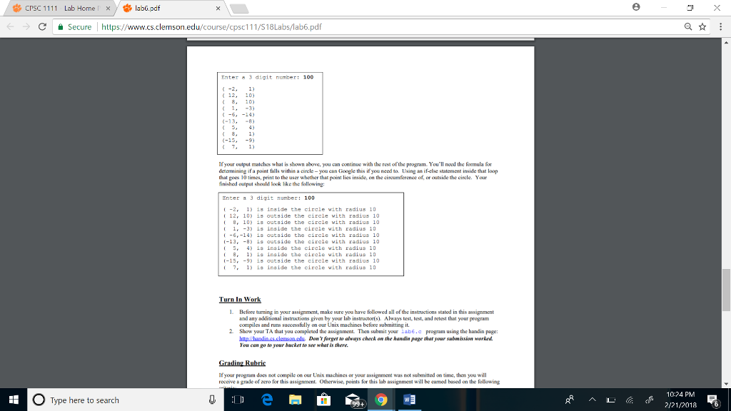 Write a program called lab6.c which will prompt the user to enter