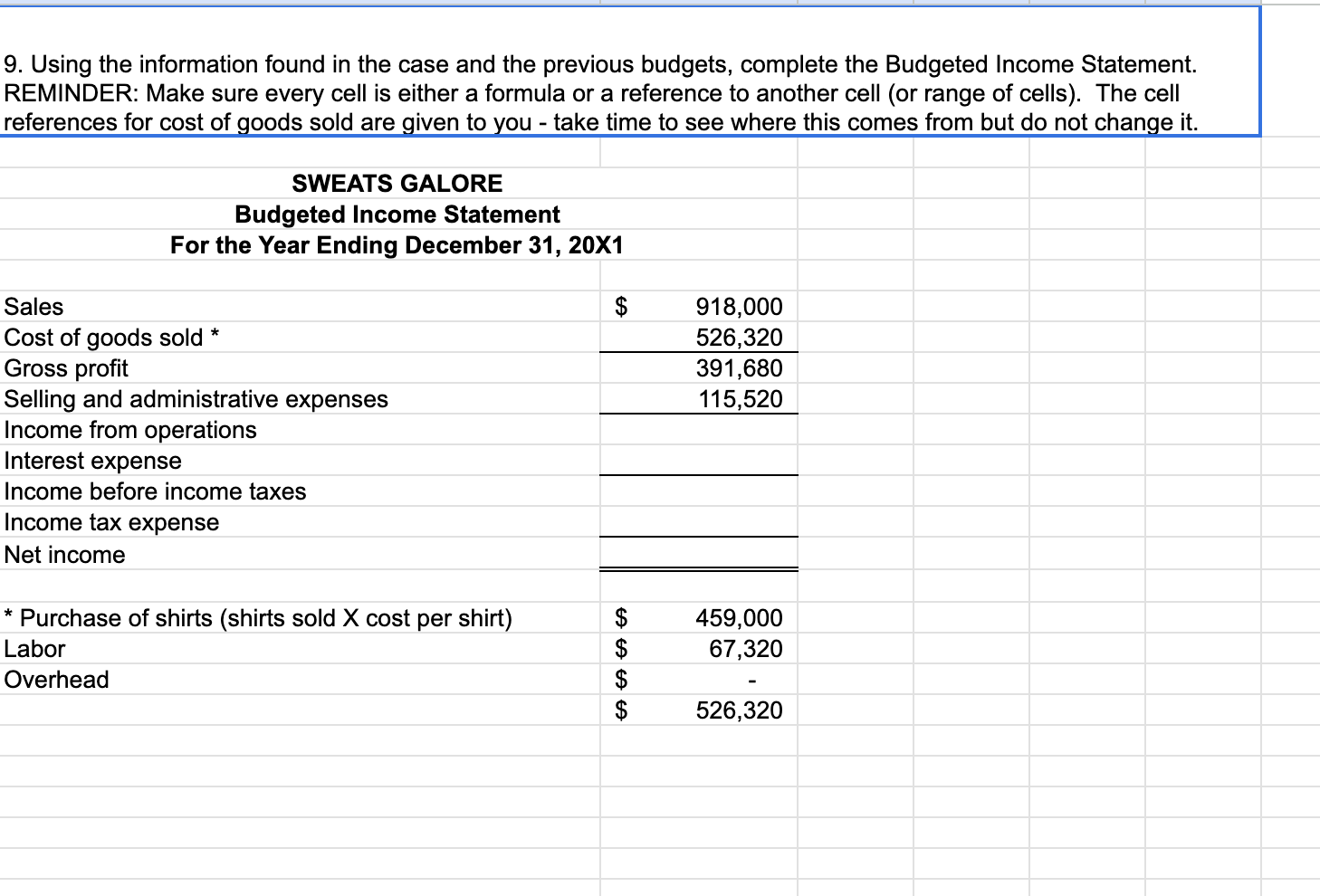 the assumption page and the budgets im struggling with. I have filled
