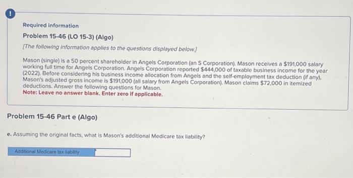 Mason receives a $191,000 salary working full time for Angels Corporation. Angels