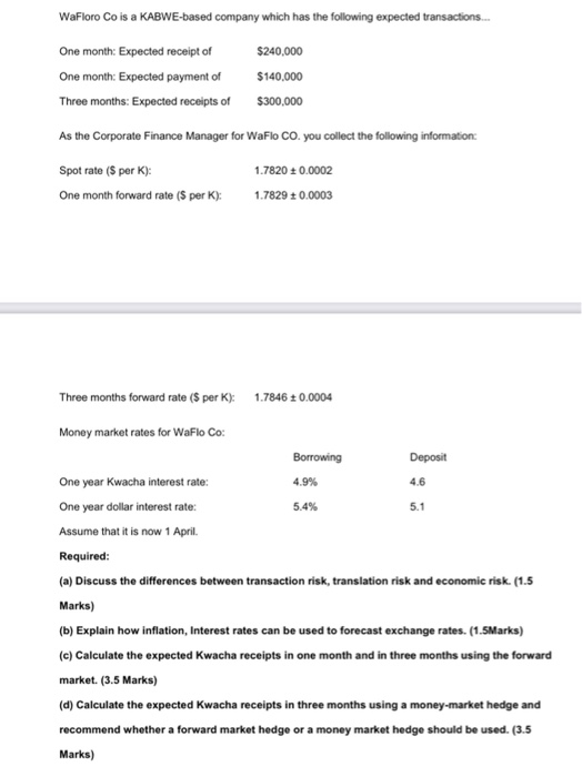  answer C and D only WaFloro Co is a KABWE-based company