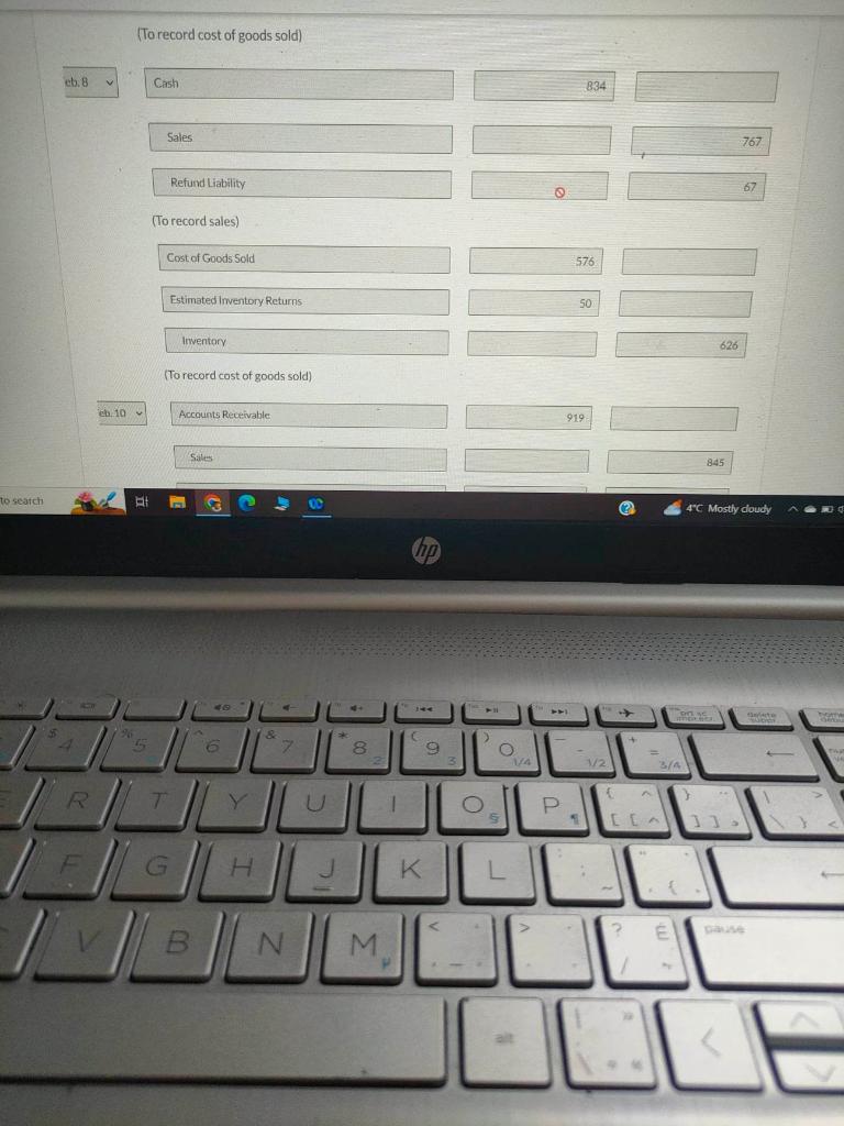 rate of 8% and uses a perpetual inventory system. Feb. 2 Sold