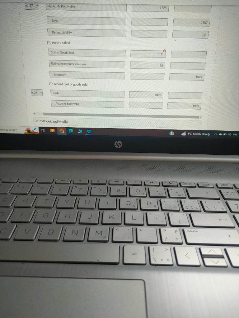 the merchandise purchased on February 2. The goods had cost H55 $84