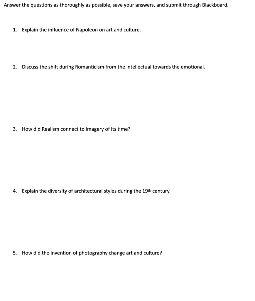 Please answer the questions separately - ART HISTORY Answer the questions as