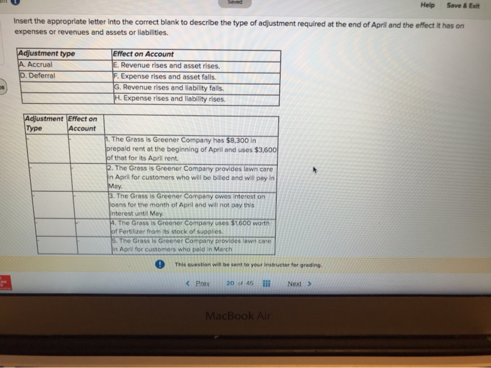  Saved Help Save & Exit Insert the appropriate letter into the