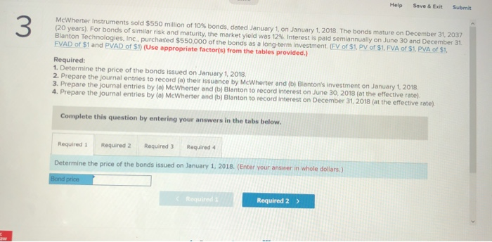  Help Save & Exit Submit McWherter Instruments sold $550 million of