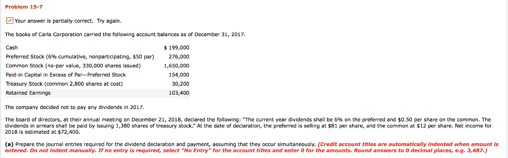 Problem 15-7 Your answer is partially correct. Try again. The books