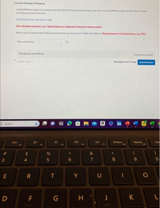  Q Search # 3 E D Current Attempt in Progress Linda
