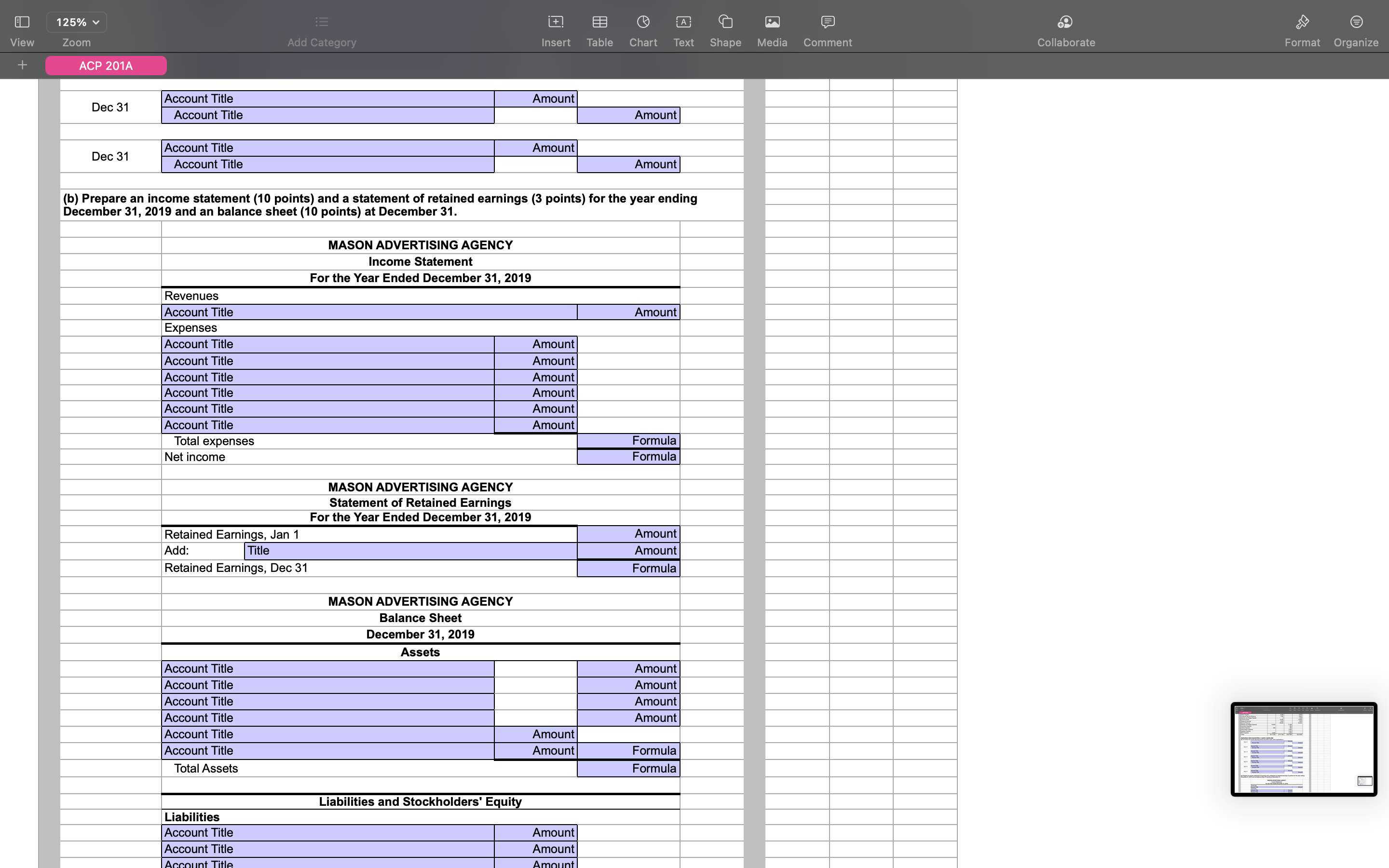 Shape Media Comment Collaborate Date: Name: Intermediate Accounting - 201A Mason Advertising