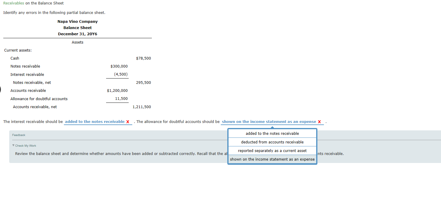 partial balance sheet. Napa Vino Company Balance Sheet December 31, 2016 Assets