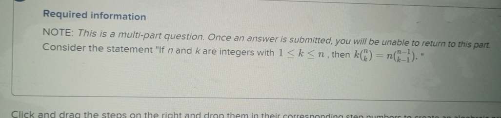  Required information NOTE: This is a multi-part question. Once an answer