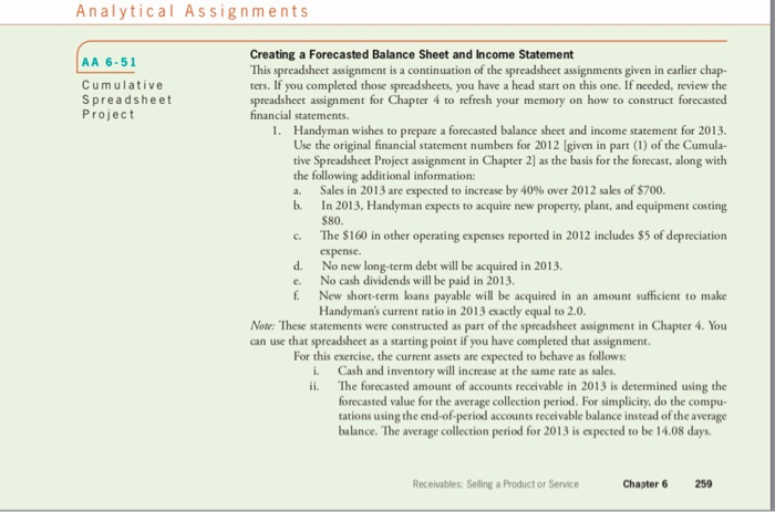 you Analytical Assignments AA 7-45 Cumulative Spreadsheet Project Preparing New Forecasts This