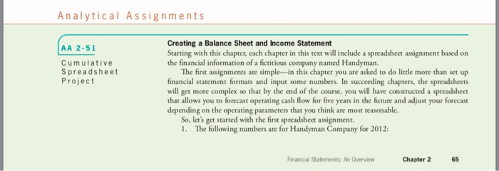 chap- ters. If you completed those spreadsheets, you have a head start