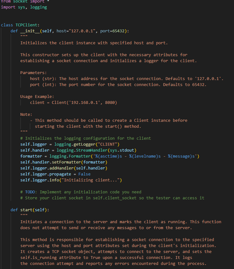  Write me a phython code for creating a server / client
