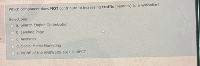  Which component does NOT contribute to increasing traffic (visitors) to a