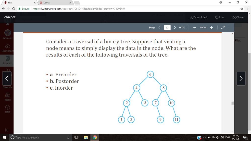 Q1) Consider a binary tree that has three levels (height=depth=2). a. What