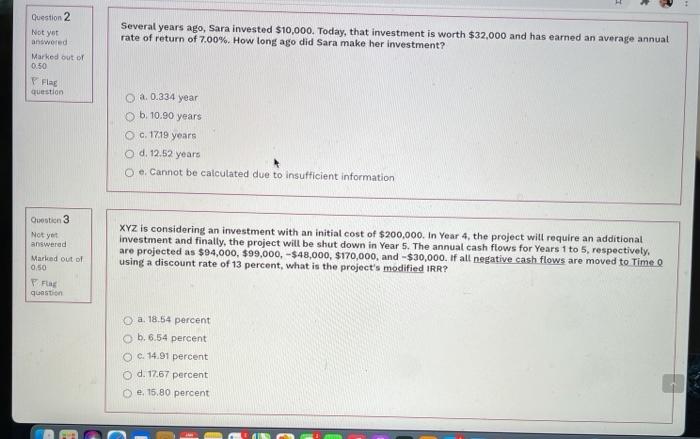  please answer both questions Question 2 Not yet Several years ago,