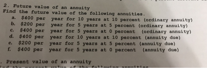  2. Future value of an annuity Find the future value of