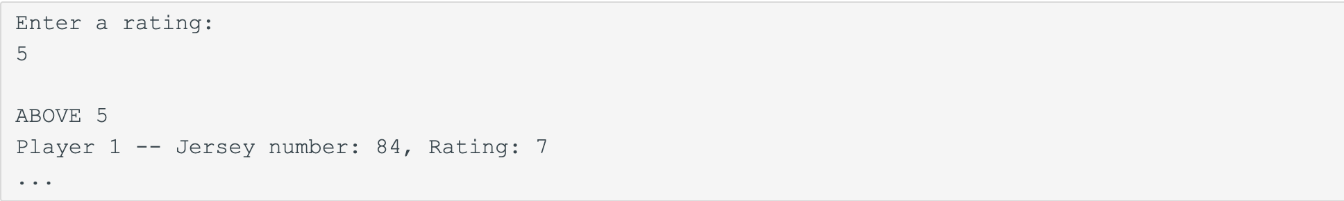 output the roster). (3 pts) Ex: (2) Implement a menu of options