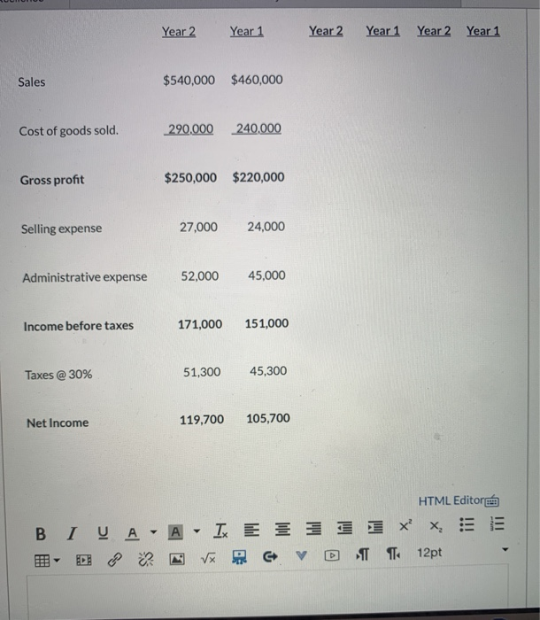 Thank you!!! Question 29 14 pts Using Year 1 as the base