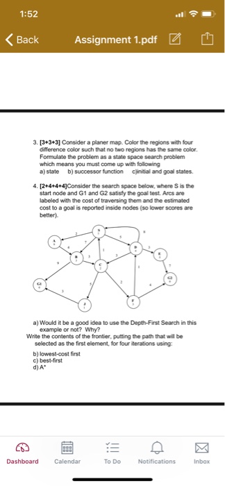  1:52 Back Assignment 1.pdf 3. [3+3 31 Consider a planer map.