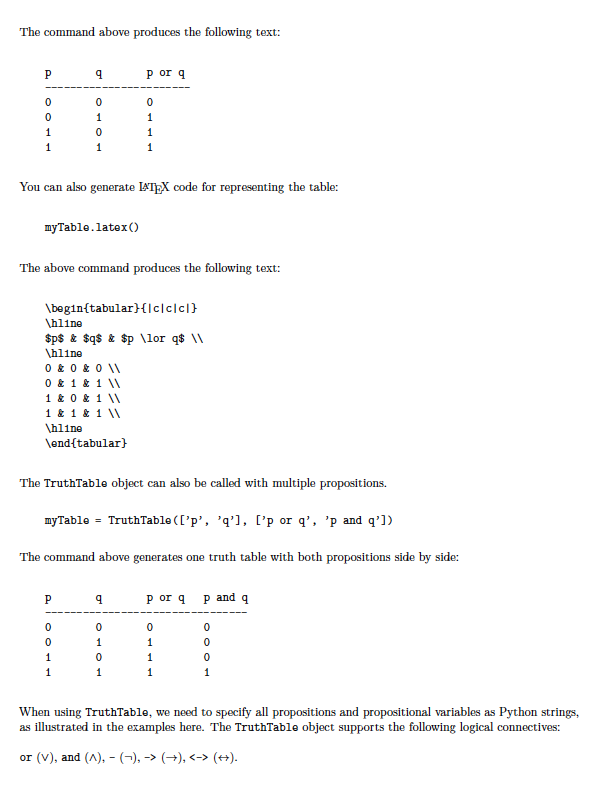 problems related to truth tables in propositional logic. Please complete the following