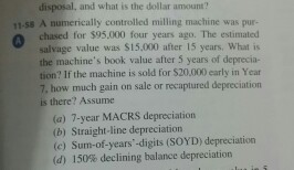  A numerically controlled milling machine was purchased for $95,000 four years