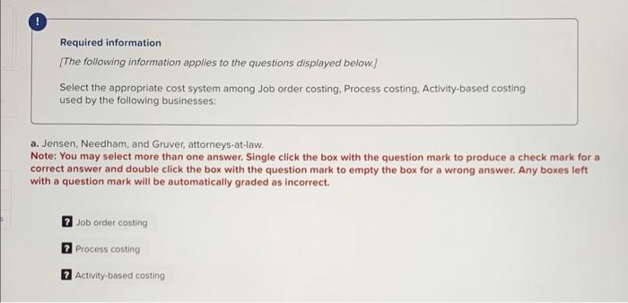 No additional context is provided for question Required information [The following information