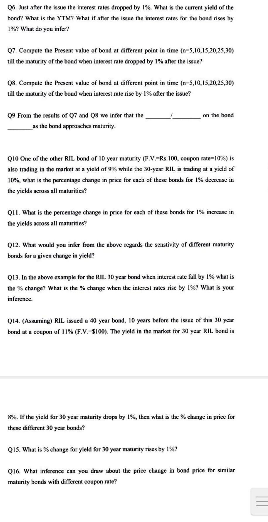 please answer 14th question Q6. Just after the issue the interest
